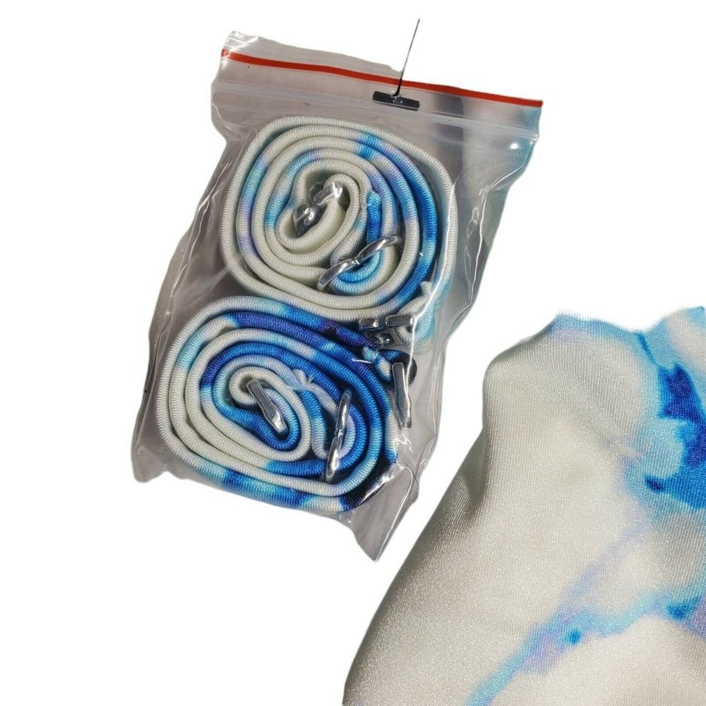 Tankini Top Blue White Tie Dye Stretch Detachable Strap XS New - Picture 3 of 5